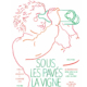 Affiche illustrée pour l'événement "Sous Les Pavés La Vigne" à Lyon, mettant en scène une personne regardant à travers un télescope. Le design dynamique comprend un texte coloré détaillant l'événement et célèbre le vin naturel avec une illustration accrocheuse.